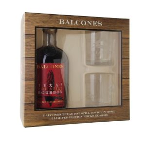 Balcones Texas Pot Still Straight Bourbon Whisky Gift Box w/Rocks Glasses - Image 1