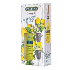 Pallini Limoncello Liqueur with 2 Shot Glasses Gift Pack - Image 1